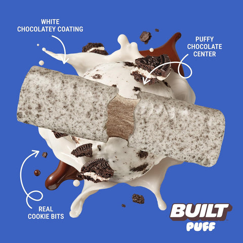 BUILT Puff Protein Bars, Cookies 'N Cream, 17g Protein - 12 Count