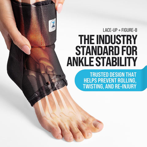 Reinforced Lace Up Ankle Brace for Men & Women, Sprained Ankle Support Wrap
