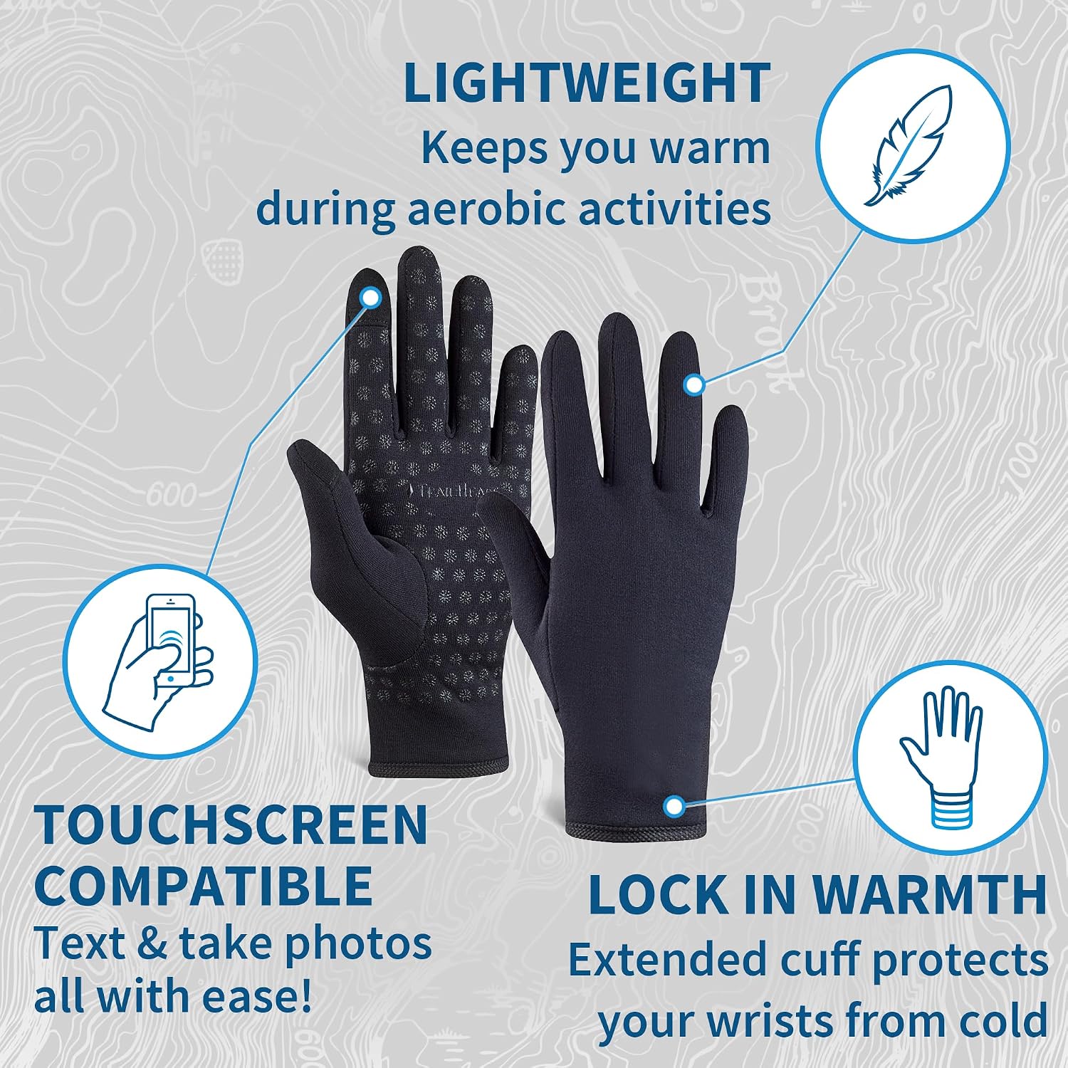 TrailHeads Women's Touchscreen Gloves, Cold Weather Running Gear