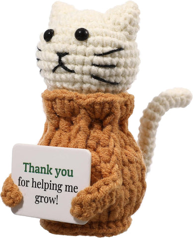 Positive Crochet Animals Cat “Thank You for Helping Me Grow!” Teacher Appreciation Birthday Gifts for Women Daughter Sister Friend Coworkers Mentor/Tutor/Coach Cat Lovers