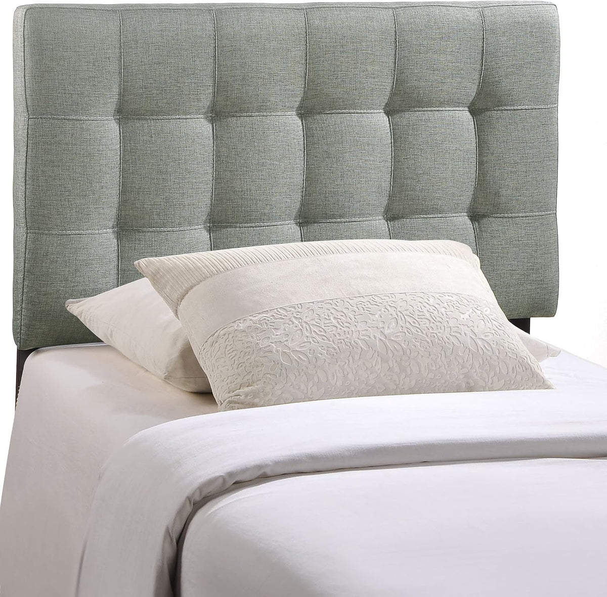 Modway Lily Tufted Linen Fabric Upholstered Twin Headboard in Gray