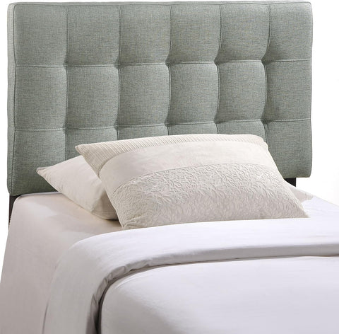 Modway Lily Tufted Linen Fabric Upholstered Twin Headboard in Gray