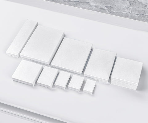 TheDisplayGuys 100 Cardboard Jewelry Gift Boxes with Inserts - White Swirl