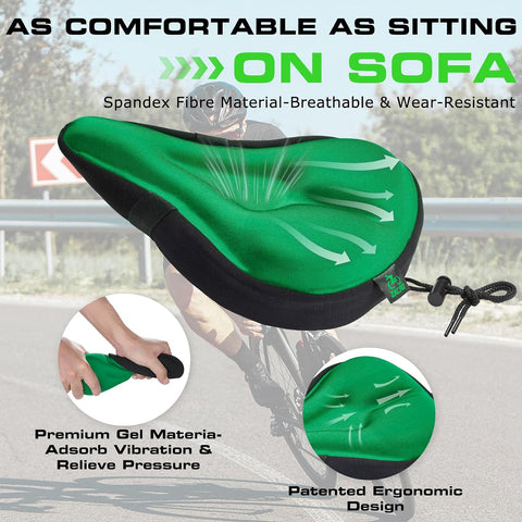 Zacro Bike Seat Cushion - Gel Padded Cover for Men Women Comfort, Extra Soft Exercise Bicycle Compatible with Peloton, Stationary or Cruiser Seats