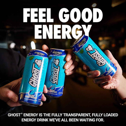 GHOST Energy Drink, Zero Sugars, 12-Pack, Blue Raspberry, 16oz