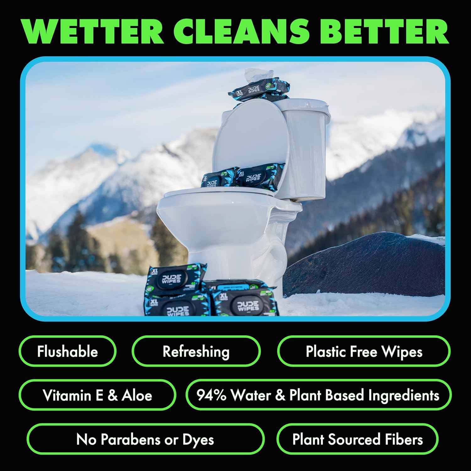 DUDE Wipes MentHOLE XXtreme Adult Flushable Wet Wipes, Cooling, 144 Count