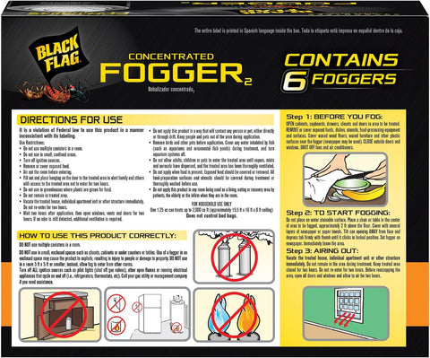Black Flag Concentrated Fogger, 6 Count-1.25 Ounce Cans, Indoor Insecticide