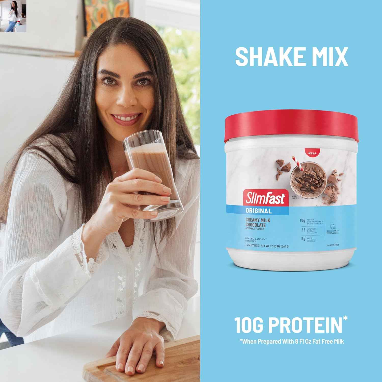 SlimFast Original Meal Replacement Powder, Creamy Milk Chocolate, Weight Loss Shake Mix, 10g of Protein, 14 Servings (Pack of 3) (Packaging May Vary)