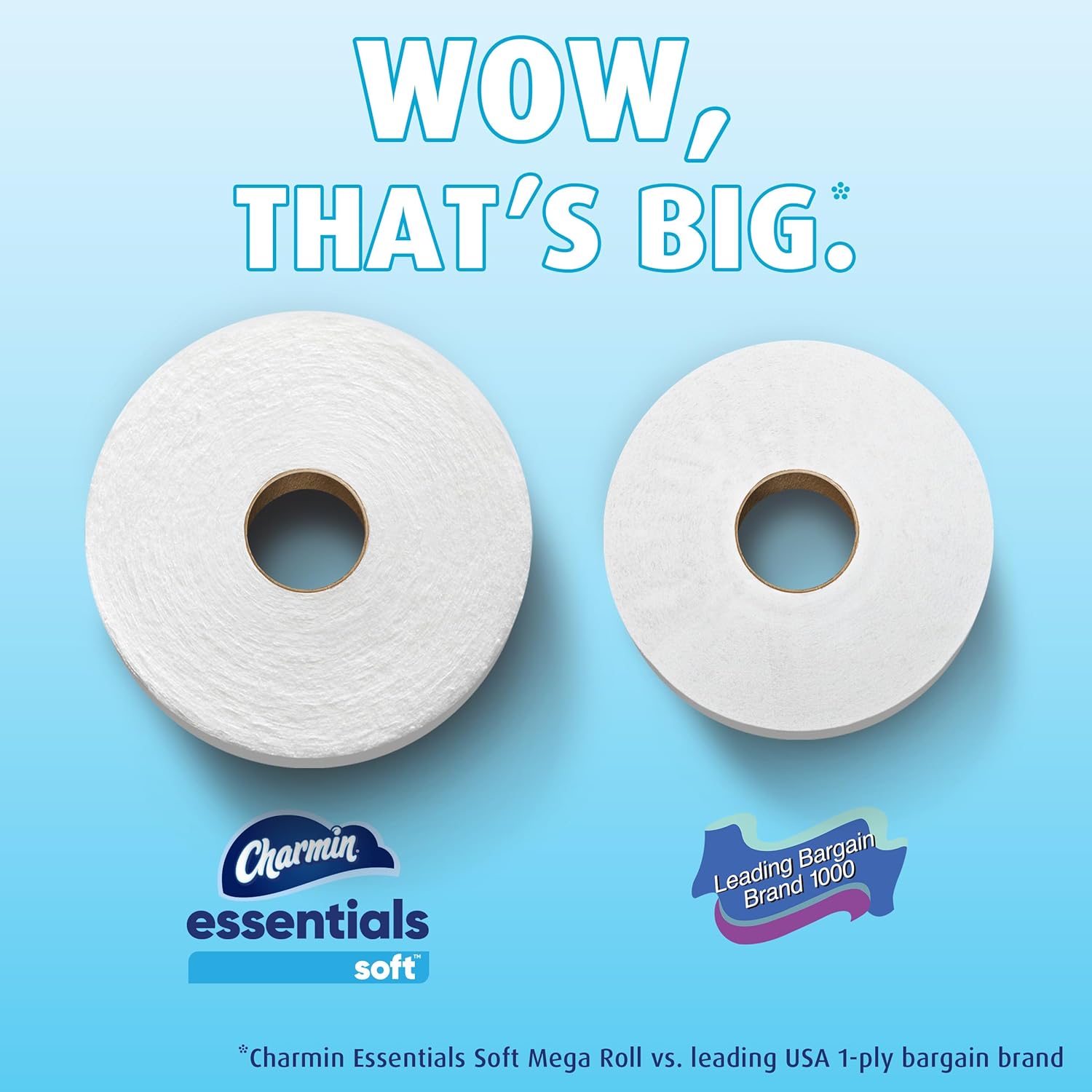 Charmin Essentials Soft Toilet Paper 6 Mega Rolls, 330 sheets per roll