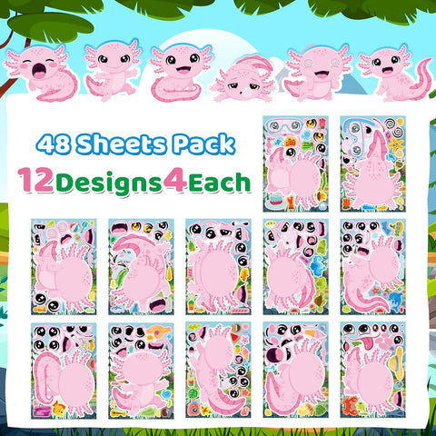 Axolotl Party Favors 48 Sheets Axolotl Birthday Decorations Stickers