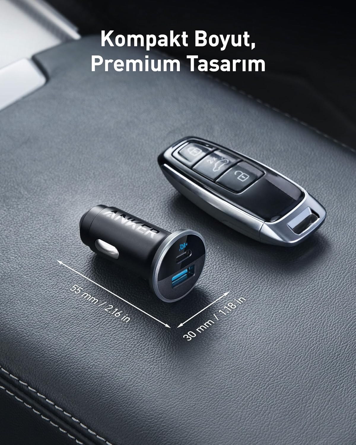 Anker 323 52.5W USB C Car Charger with 30W PowerIQ 3.0 Fast Charging