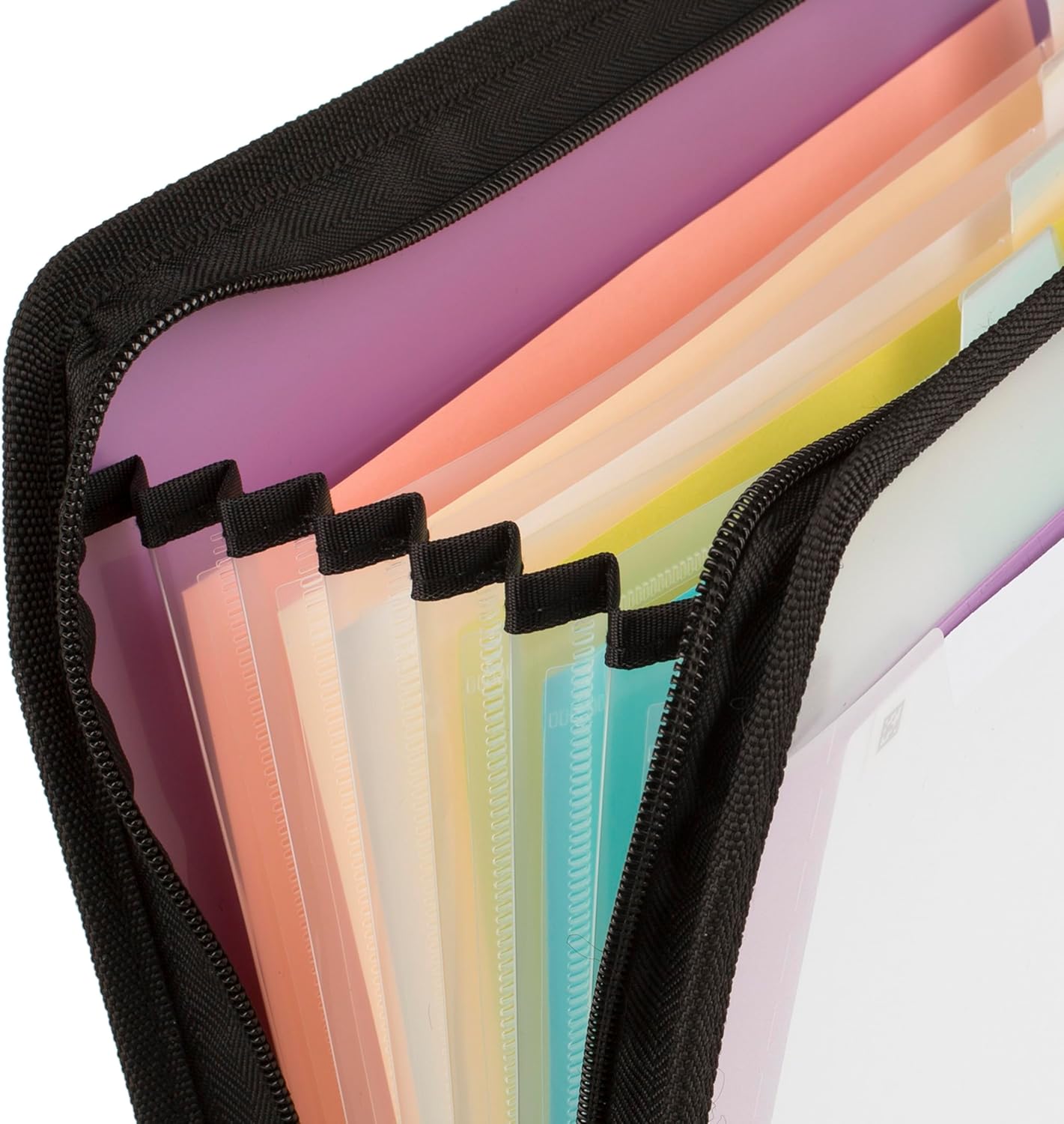 Five Star Expanding File Organizer + Study App, 7-Pocket Accordian File Organizer, Zipper Closure, Holds 8-1/2" x 11" Paper, Amethyst Purple (350099G-ECM)