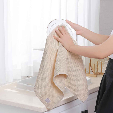 Homaxy 100% Cotton Waffle Weave Kitchen Dish Towels 6-Pack, Beige