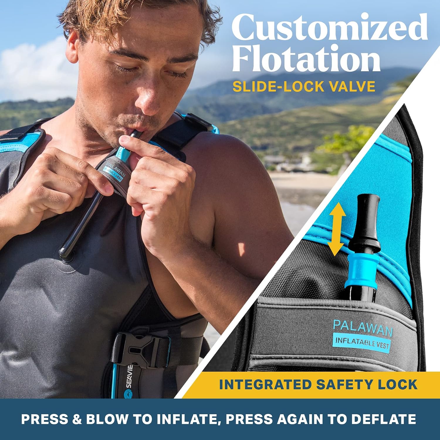 Seaview 180 Palawan Inflatable Snorkel Vest for Adults & Youth