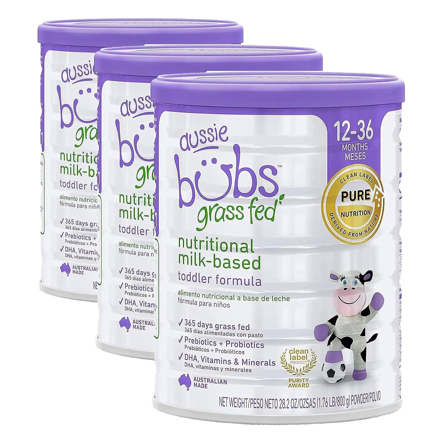 Bubs Grass Fed Nutritional Milk-Based Toddler Formula, Made with Non-GMO Cow's Milk, for Kids 12-36 months, 28.2 oz (Pack of 3)