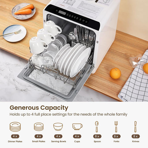 HAVA Countertop Dishwasher, 6 Programs Portable Dishwasher with Water Tank