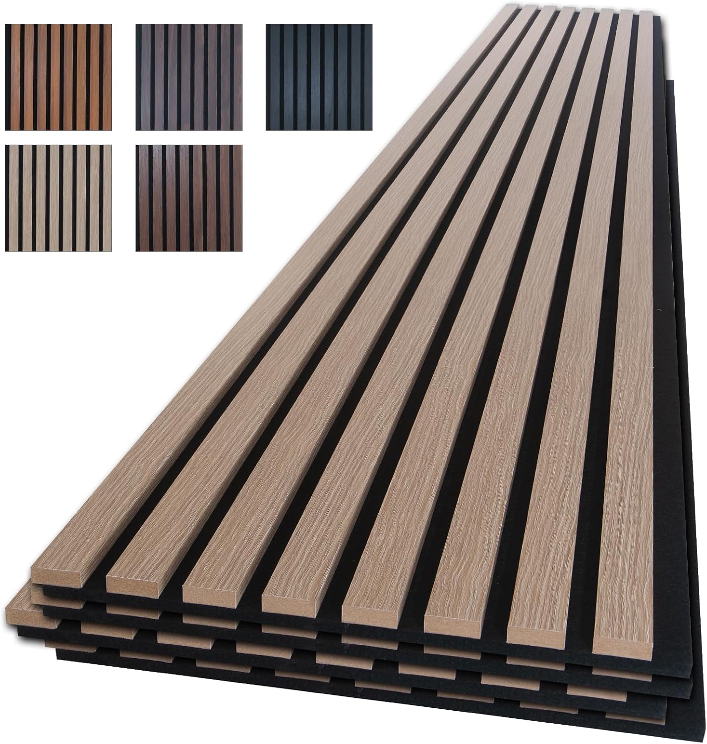 NeatiEase Wood Slat Wall Panels, 4-Piece 96" x 12.6", Soundproof Acoustic Wall Panels for Interior Decor, Noise Cancelling (Rustic Oak)