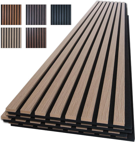 NeatiEase Wood Slat Wall Panels, 4-Piece 96" x 12.6", Soundproof Acoustic Wall Panels for Interior Decor, Noise Cancelling (Rustic Oak)