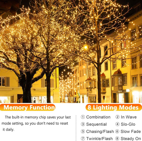 Joomer Solar Fairy Lights, 4Pack Total 104FT 320LED Lights, Warm White