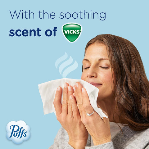 Puffs Plus Lotion with Vicks Facial Tissues, 24 Cubes, 48 Tissues per Box