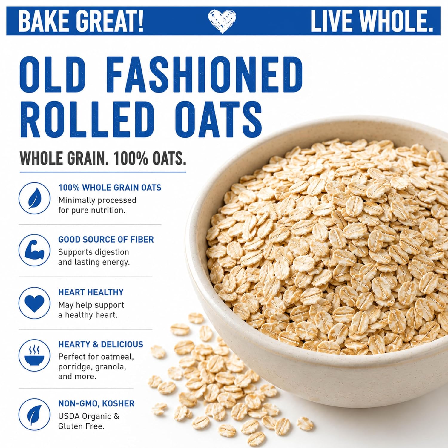 Great River Milling Organic Old Fashioned Rolled Oats, 25 lb