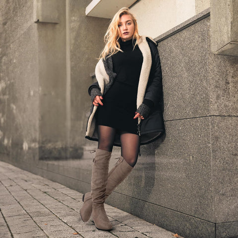 DREAM PAIRS Women's Over The Knee Flats Slouch Thigh Boots