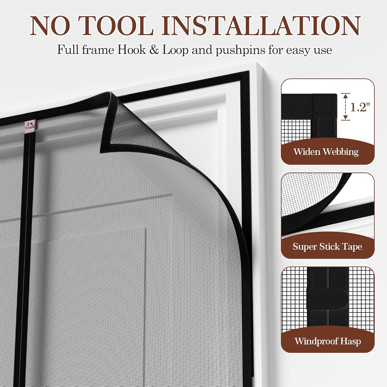 Yotache Narrow Magnetic Screen Door Fit Doors 28" x 80", Black