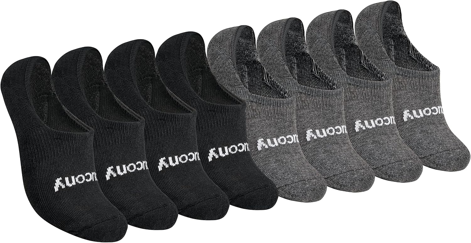 Saucony Women's No Show Cushioned Invisible Liner Socks (8, 16 Pairs)