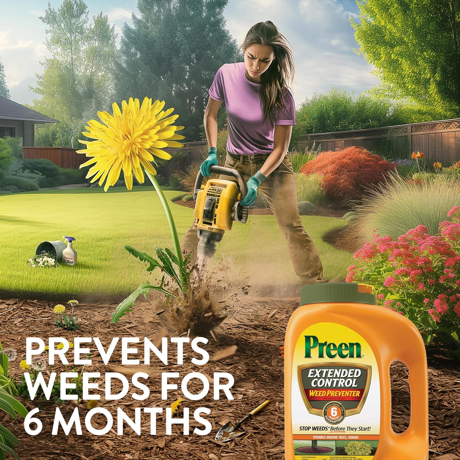 Preen Extended Control Weed Preventer - 4.93 lb. Bottle - Covers 805 sq. ft.