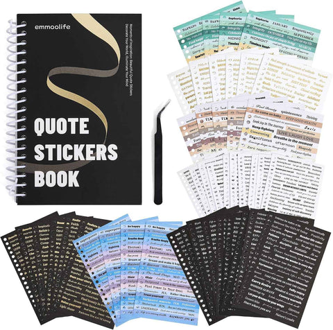 2500+ Pcs Word Stickers for Journaling, 50 Sheets Quote Sticker Gold Foil Art Scrapbook Supplies for Junk Journal, Scrapbooking Supplies for Bullet Journal Craft Small Talk Stickers for DIY Gift Card
