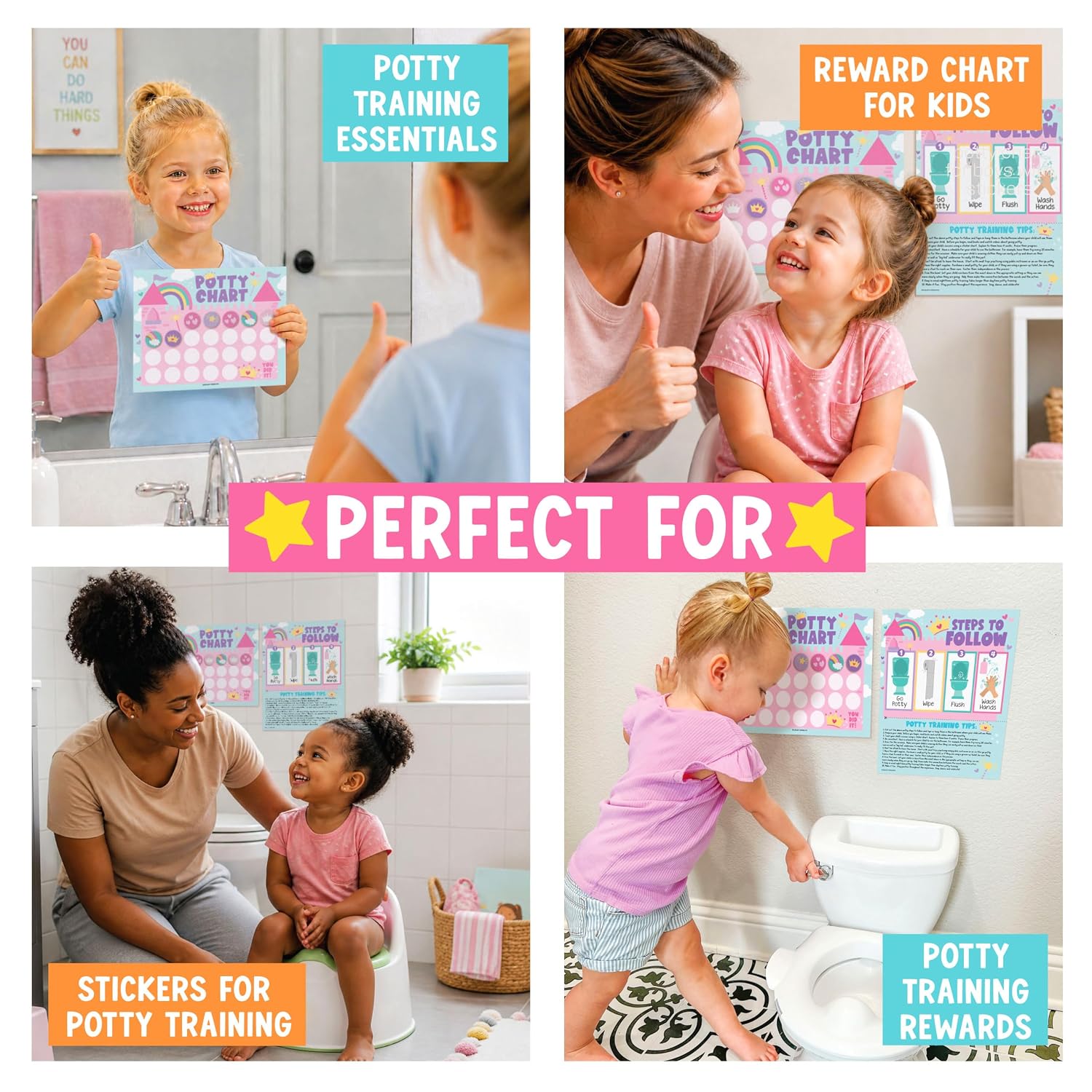 10 Potty Training Chart for Toddler Girls Sticker Reward Chart for Kids
