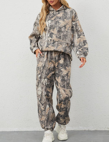 Dsewpaur Camo Hoodie For Women Oversized Long Sleeve Drop Shoulder Fleece Hooded Sweatshirt Pullover With Pocket Outfits