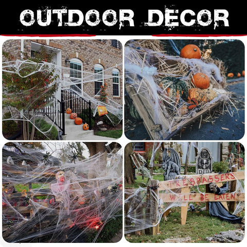 1000 sqft Spider Webs Halloween Decorations with 77 Fake Spiders