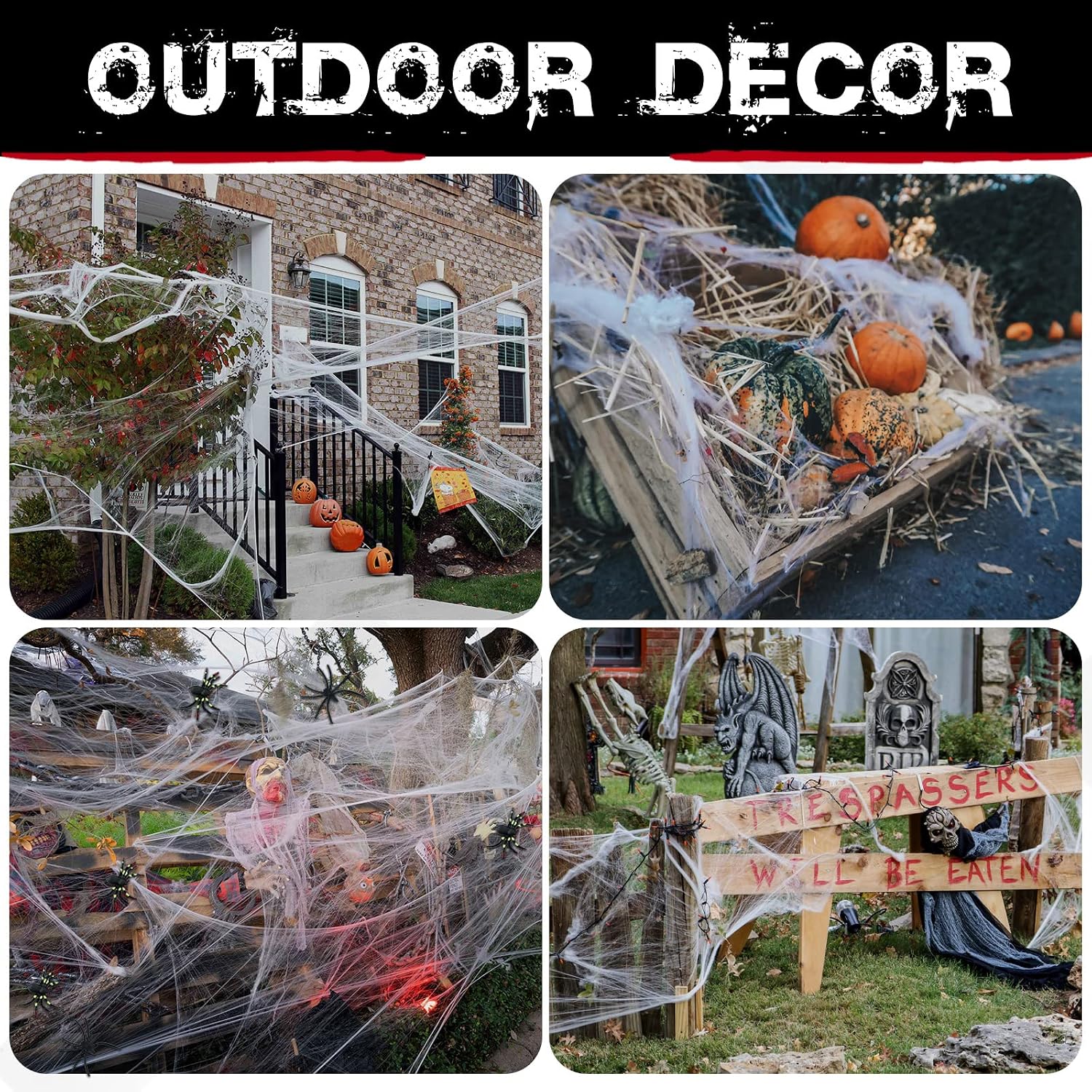 ZPISF 300 sqft Spider Webs Halloween Decorations with 10 Fake Spiders, Super Stretch Cobwebs for Halloween Indoor and Outdoor Decor
