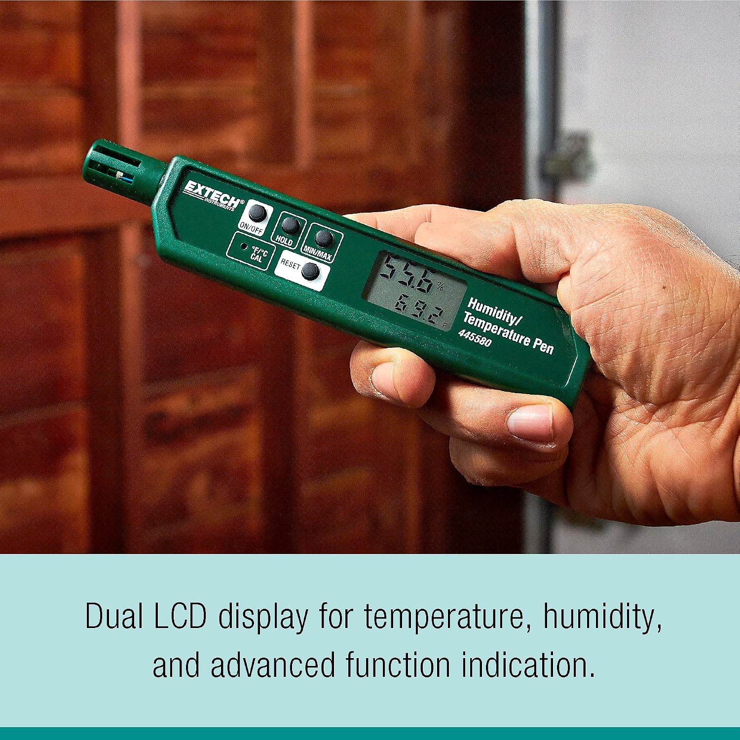 Extech 445580 Humidity and Temperature Pen, Fast Sensor, Dual LCD