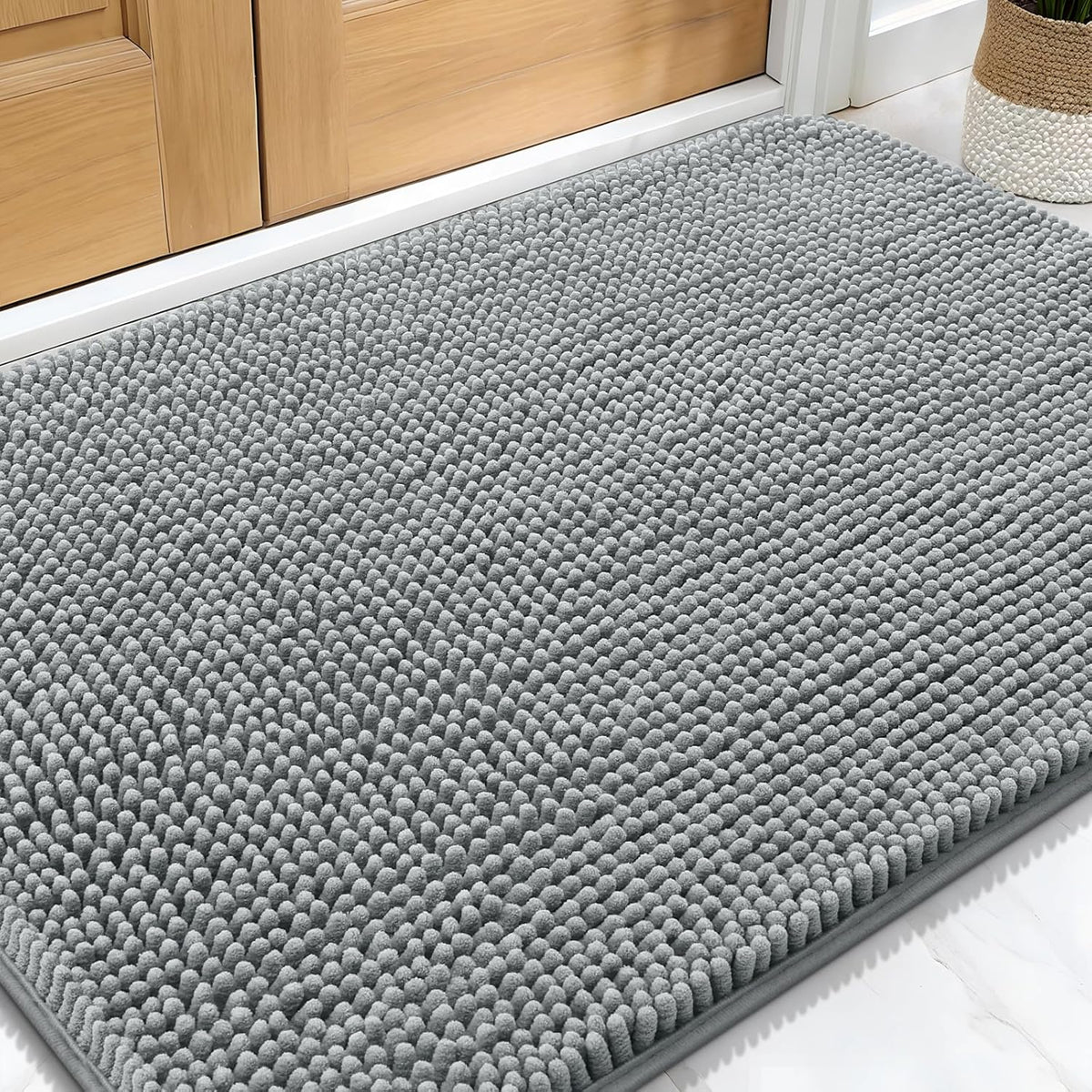 OLANLY Dog Door Mat for Muddy Paws 30x20, Super Absorbent Chenille Mud Mat