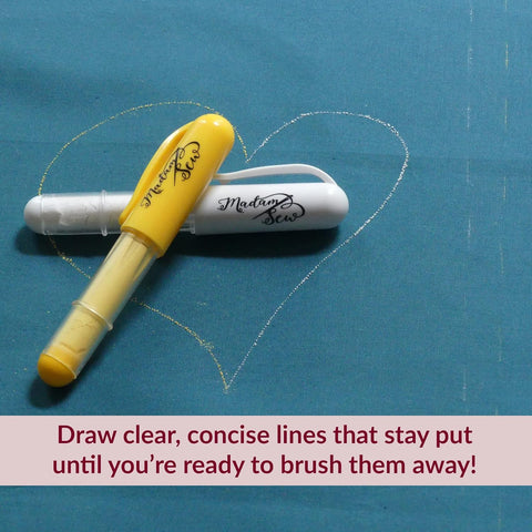 Madam Sew Refillable Tailors Chalk for Fabric - Washable Fabric Markers for Sewing and Quilting with Dosing Wheel, Tailor Chalk Pen for Precise Marking on Cotton, Knit, Suede (Yellow)