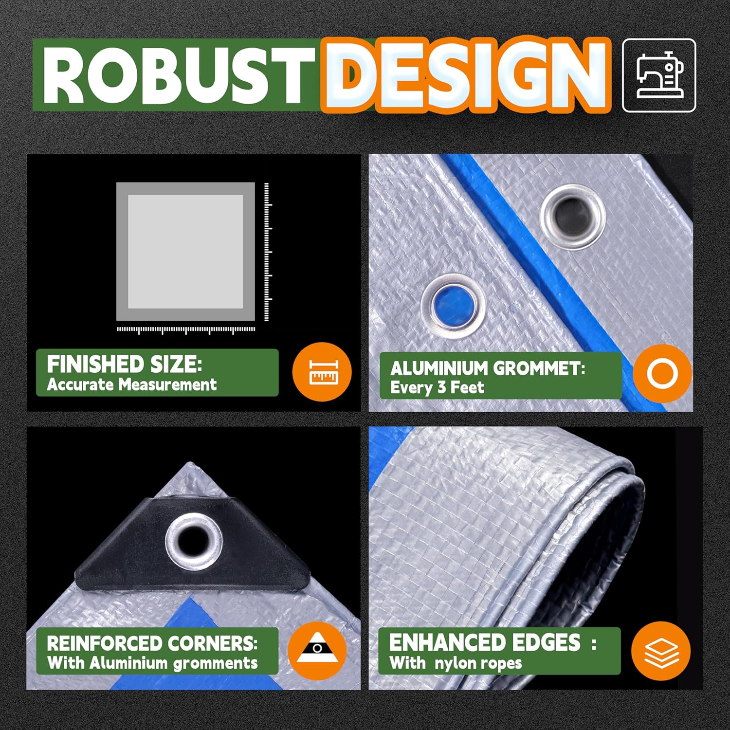RAINDEWAY Tarps 8x10Ft 5.5 Mil Multipurpose Waterproof Poly Tarp Cover