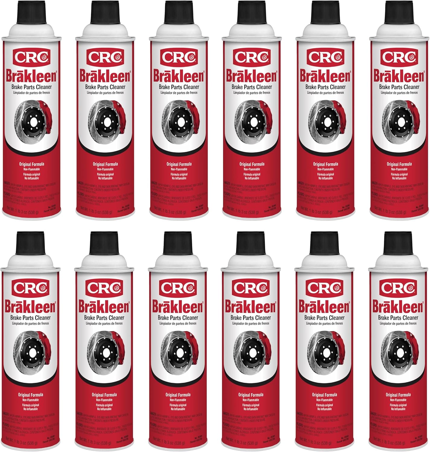 CRC Brakleen Brake Parts Cleaner Spray - Non-Flammable - 19 oz (12-Pack)