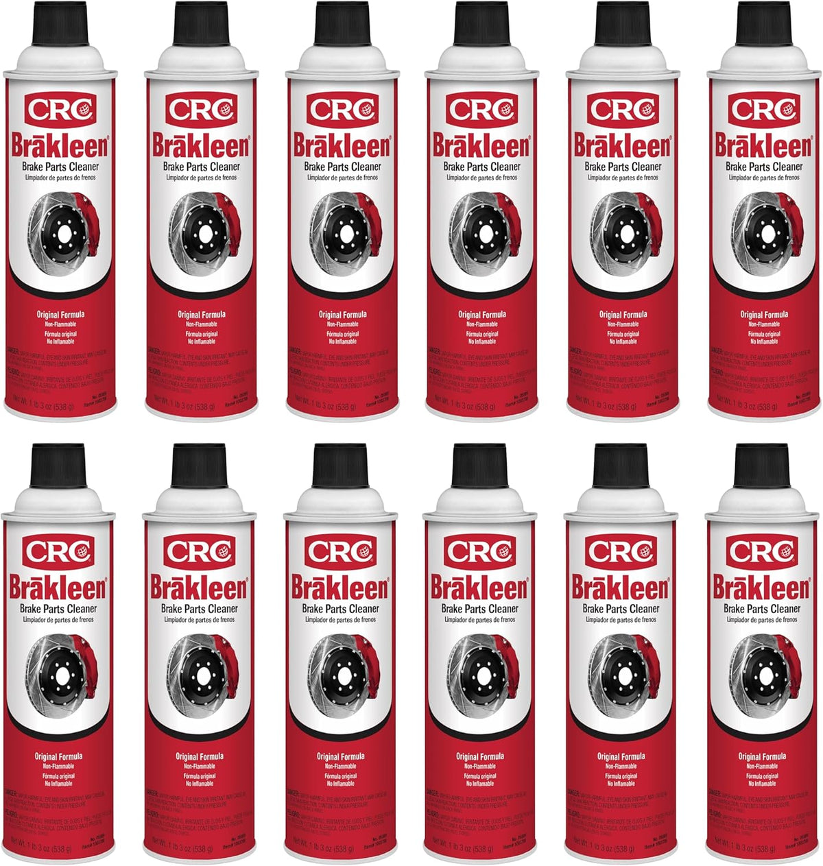 CRC Brakleen Brake Parts Cleaner Spray - Non-Flammable - 19 oz (12-Pack)