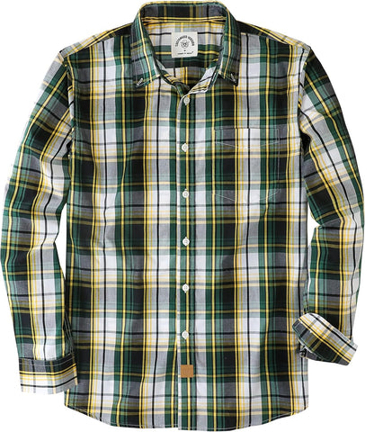 Dubinik® Mens Long Sleeve Button Down Shirts Casual Soft Plaid Shirt Men