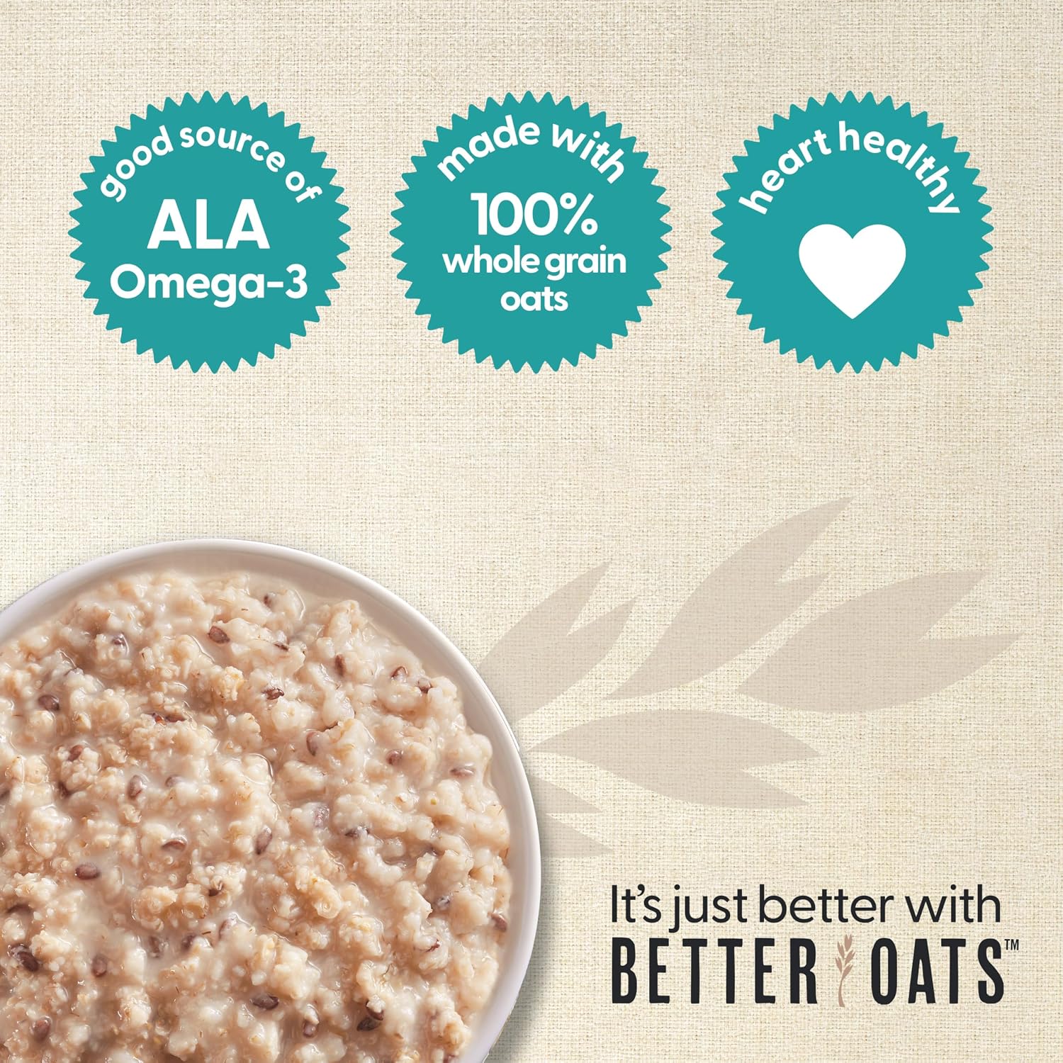 Better Oats Steel Cut Oatmeal, Apple & Cinnamon, 12.3 oz Box, 6 Pack | Instant Breakfast With Flax Seeds, Good Source Of ALA Omega-3 And a Good Source of Fiber, Individual Packets