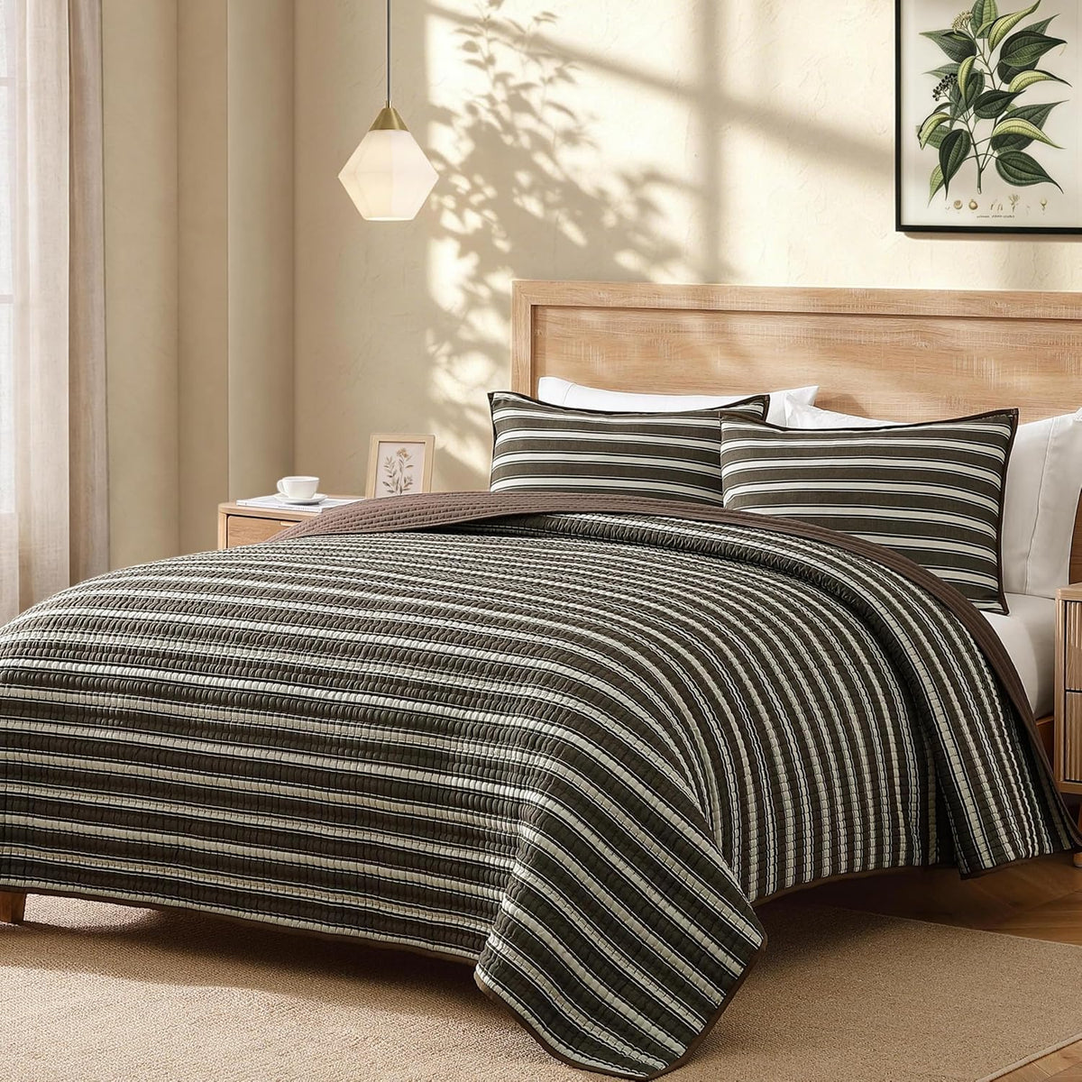 King Size Quilt-Lightweight Bedspreads Brown King Quilt Bedding Set