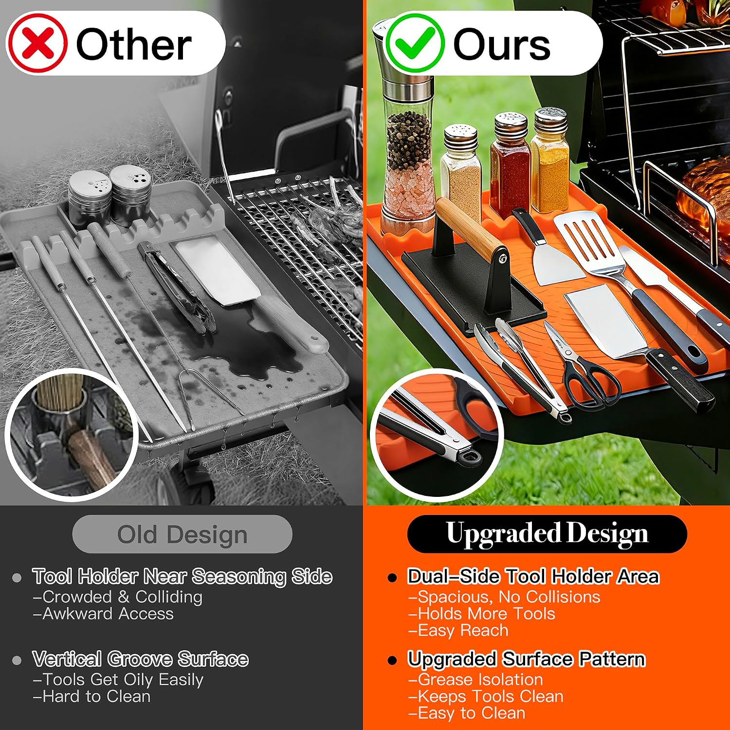 Silicone Grill Mat for Blackstone Griddle Accessories (Orange)