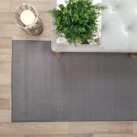 Kapaqua Custom Size Solid Plain Rubber Backed Non-Slip Hallway Stair Runner Rug Carpet Grey, 22in x 6ft
