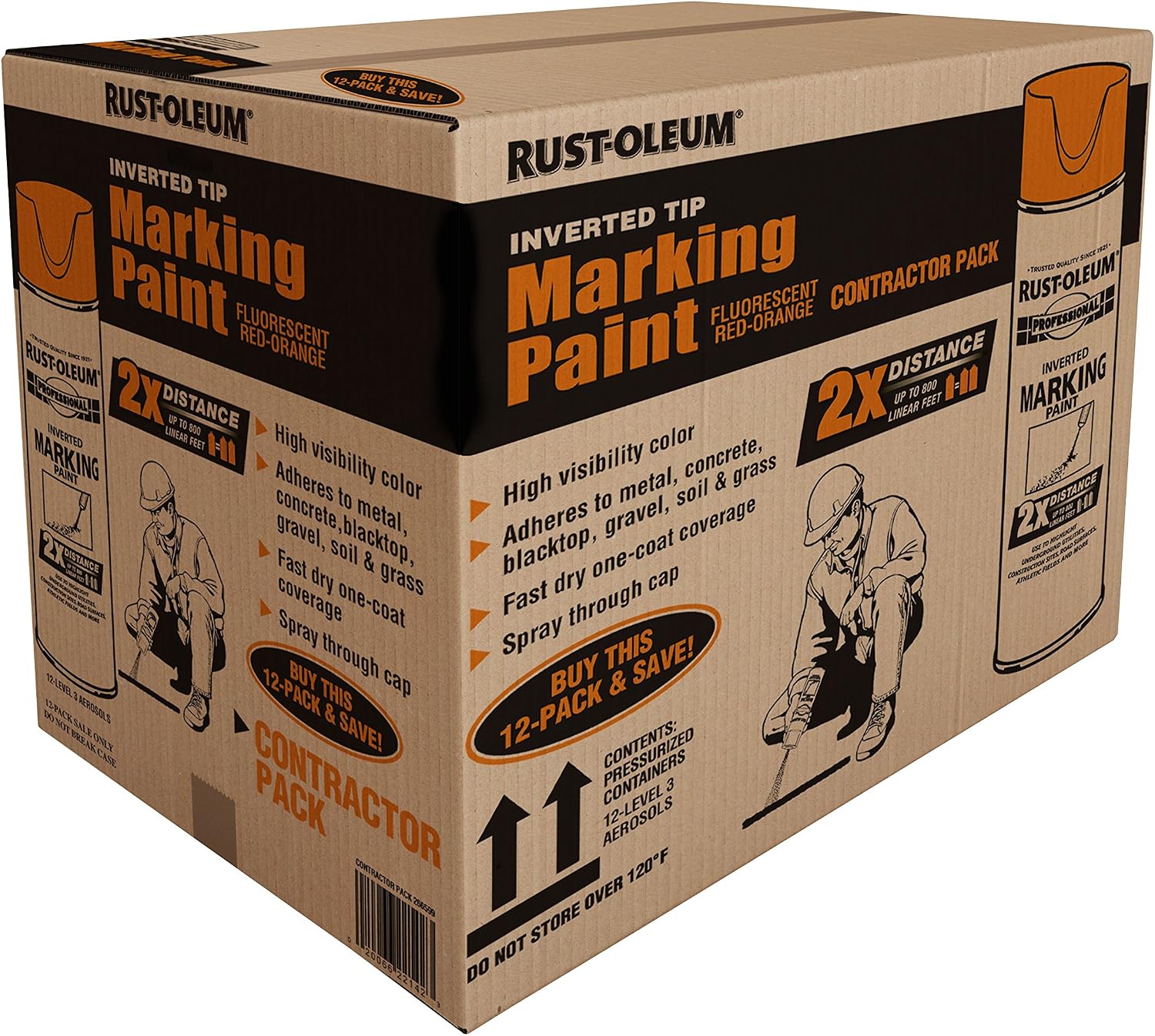 Rust-Oleum Professional 2X Inverted Marking Red-Orange Spray Paint