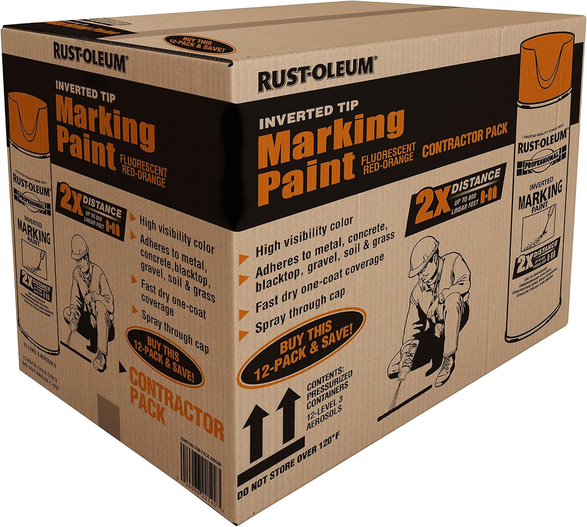 Rust-Oleum Professional 2X Inverted Marking Red-Orange Spray Paint