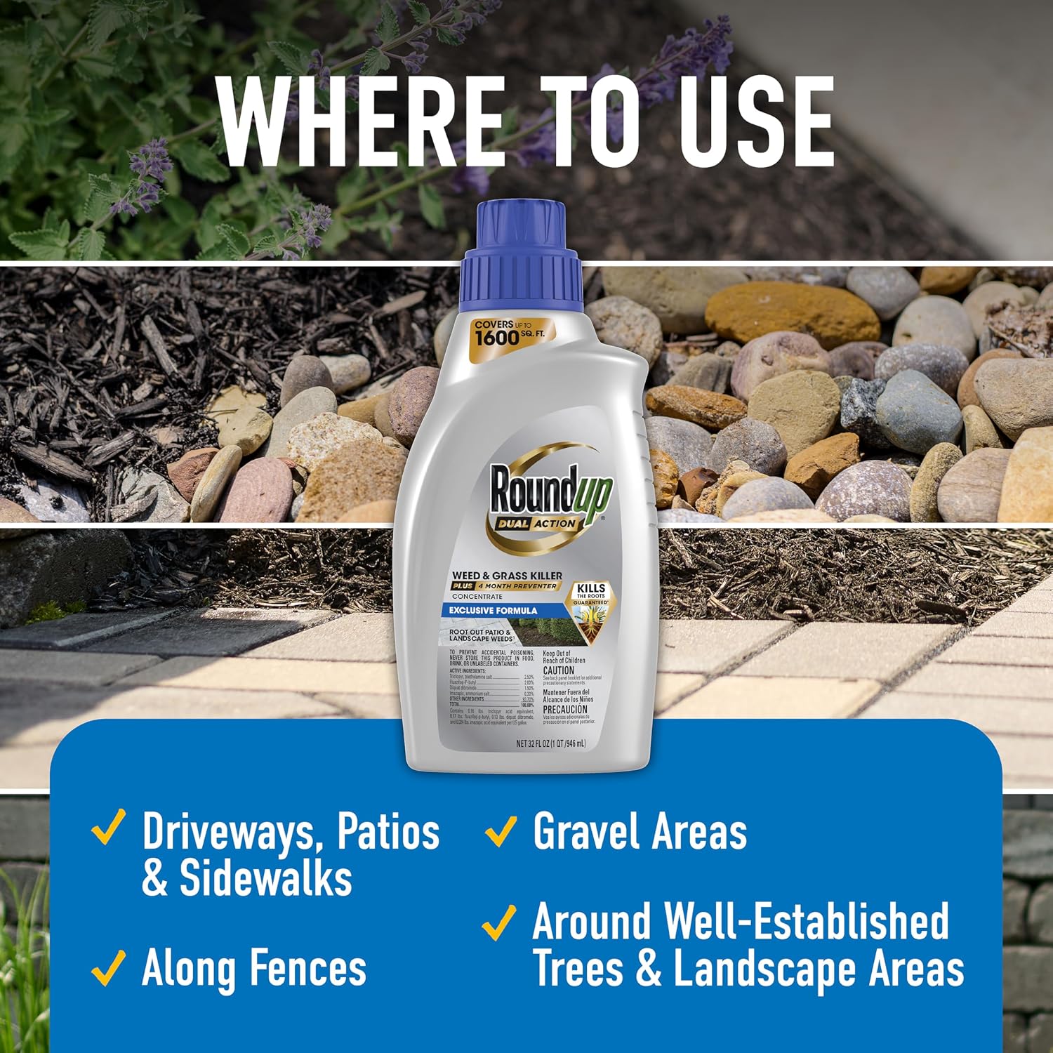 Roundup Dual Action Weed & Grass Killer Plus 4 Month Preventer Concentrate