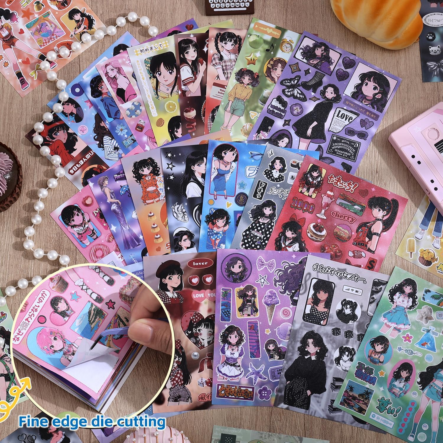 Girl's Japanese Retro Sticker Book, Y2K Showa Theme - 800+ Cute Old Showa Style Old Items Stickers, for DIY Scrapbooking Journaling Handbook Decoration