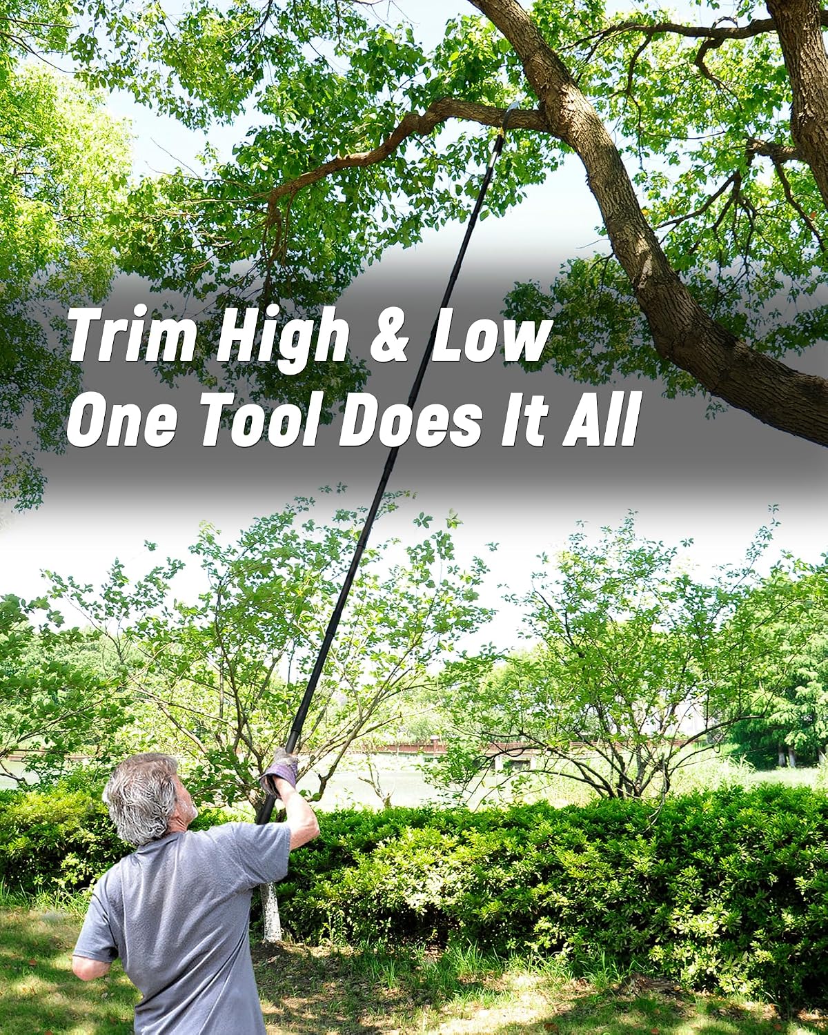 8.5FT Pole Saw with Adjustable Length for Tree Trimming, Lightweight Manual Pruning Saw with Mn Steel Blade, Long Extension Branch Cutter Long Pole for Yard, Garden, Patio and Forestry Use